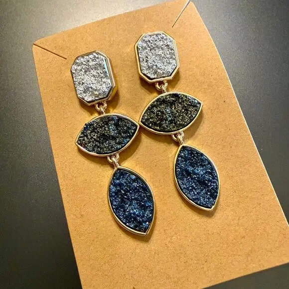 Baublebar Sugarfix Faux Druzy Triple Tier Drop Earrings - Picture 3 of 6